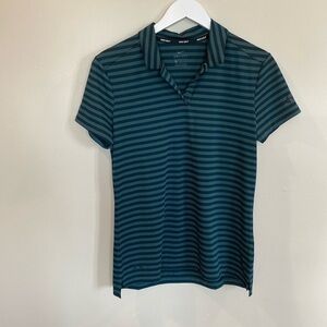 Women’s Nike Golf Polo T Shirt Medium Green Striped